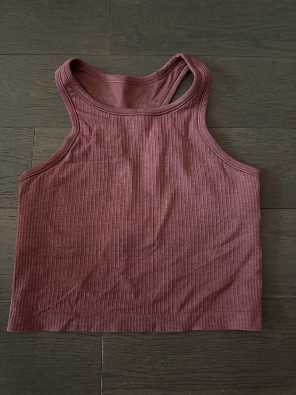 Size 6 Lululemon Ebb to Street Cropped Racerback Tank Top Smoky Red